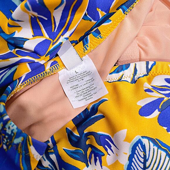 J CREW Tropical Floral Halter One Piece Swimsuit Yellow Blue Womens Large - Picture 6 of 6